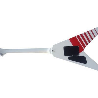 Custom Race Flying V Buckethead White Red Stripe Y2KV Guitar Floyd Rose Tremolo - Image 9
