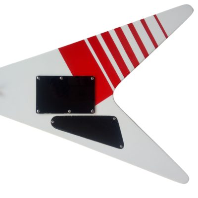 Custom Race Flying V Buckethead White Red Stripe Y2KV Guitar Floyd Rose Tremolo - Image 10