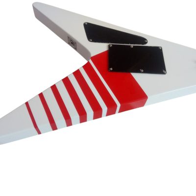 Custom Race Flying V Buckethead White Red Stripe Y2KV Guitar Floyd Rose Tremolo - Image 12