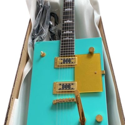Custom Sovereign Bigsby Bo Diddley G5810 Sea Foam Green Gold Pickguard Guitar - Image 2