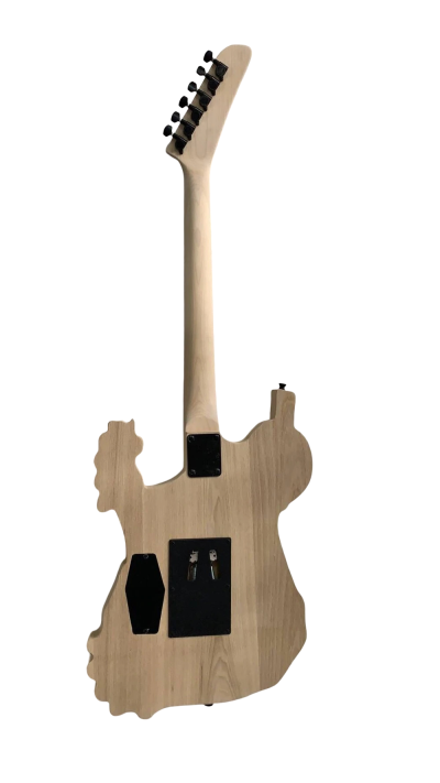Custom Obsidian George Skull And Bones Carved Skeleton Guitar No Paint - Image 5