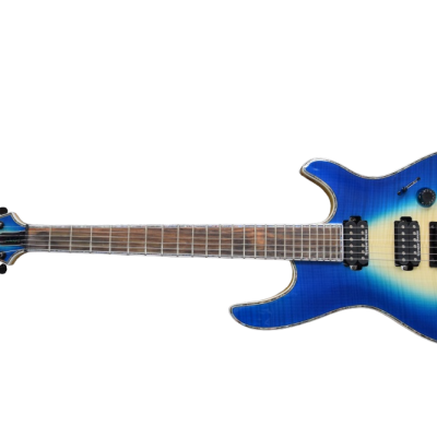 Custom Onyx Regius 6 Jeans Black 3 Tone Blue Burst 6 String Guitar - Image 3