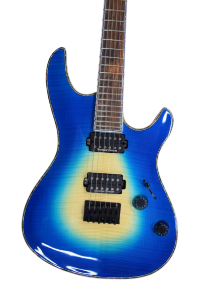 Custom Onyx Regius 6 Jeans Black 3 Tone Blue Burst 6 String Guitar