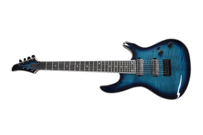 Custom Onyx Regius Black Turquoise Burst 7 String Guitar - Image 2