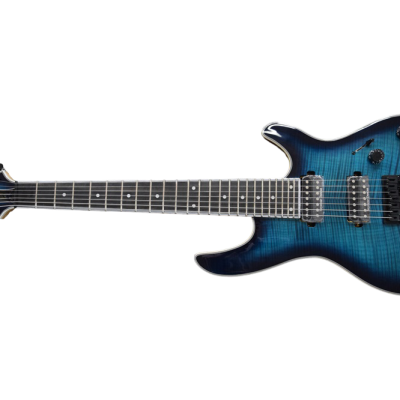 Custom Onyx Regius Black Turquoise Burst 7 String Guitar - Image 2