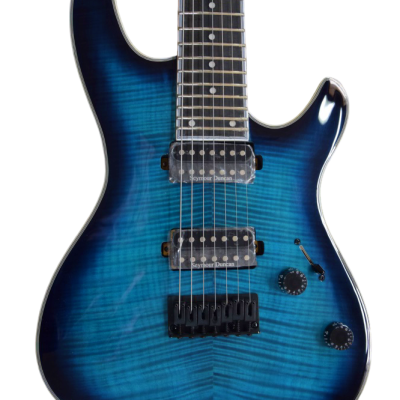 Custom Onyx Regius Black Turquoise Burst 7 String Guitar