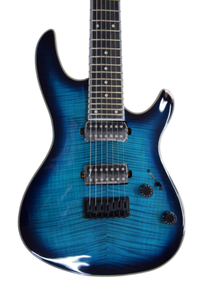 Custom Onyx Regius Black Turquoise Burst 7 String Guitar