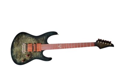 Custom Magnitude Waterfall Burl Maple Top Trans Green Guitar - Image 2