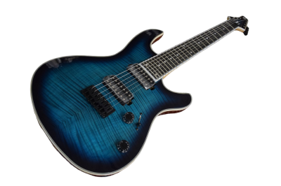 Custom Onyx Regius Black Turquoise Burst 7 String Guitar - Image 6