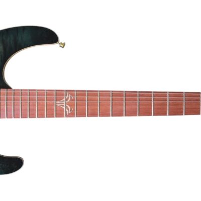 Custom Magnitude Waterfall Burl Maple Top Trans Green Guitar - Image 3