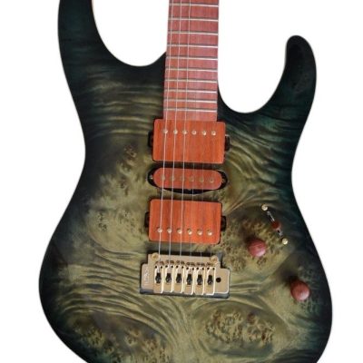 Custom Magnitude Waterfall Burl Maple Top Trans Green Guitar