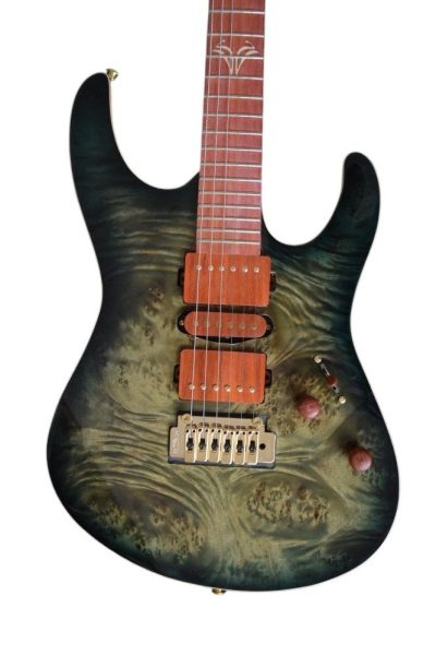 Custom Magnitude Waterfall Burl Maple Top Trans Green Guitar