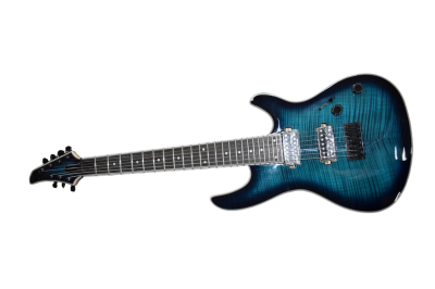 Custom Onyx Regius Black Turquoise Burst 7 String Guitar - Image 8