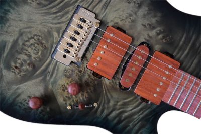 Custom Magnitude Waterfall Burl Maple Top Trans Green Guitar - Image 5
