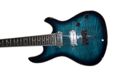 Custom Onyx Regius Black Turquoise Burst 7 String Guitar - Image 9