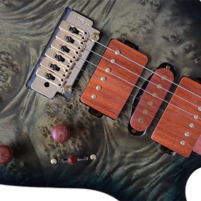 Custom Magnitude Waterfall Burl Maple Top Trans Green Guitar - Image 5