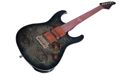 Custom Magnitude Waterfall Burl Maple Top Trans Green Guitar - Image 6