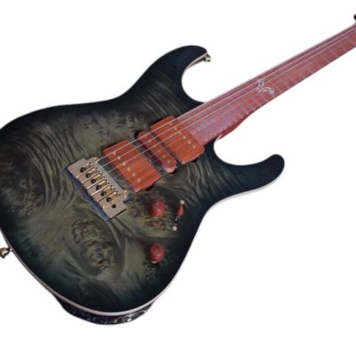 Custom Magnitude Waterfall Burl Maple Top Trans Green Guitar - Image 6