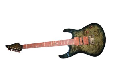 Custom Magnitude Waterfall Burl Maple Top Trans Green Guitar - Image 7