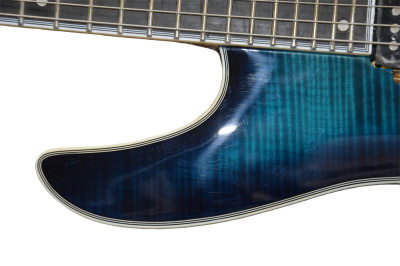 Custom Onyx Regius Black Turquoise Burst 7 String Guitar - Image 11