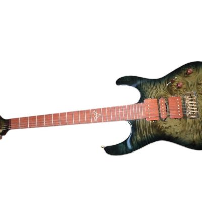Custom Magnitude Waterfall Burl Maple Top Trans Green Guitar - Image 7