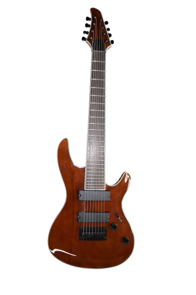 Custom Onyx Regius Transparent Amber Burst 8 String Guitar - Image 2