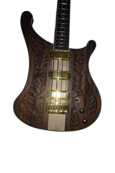 Custom Nova Lemmy Kilmister 4003 Walnut Carved With Oak Leaves 4 String Bass Back Strap