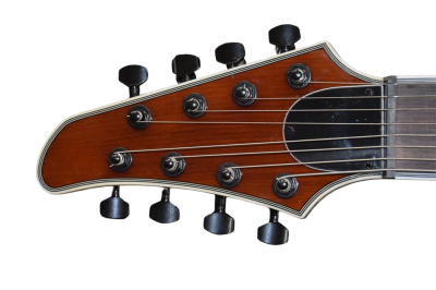 Custom Onyx Regius Transparent Amber Burst 8 String Guitar - Image 5