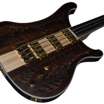Custom Nova Lemmy Kilmister 4004 Walnut Carved With Oak Leaves 4 String Bass Back Strap - Image 9