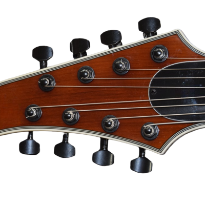 Custom Onyx Regius Transparent Amber Burst 8 String Guitar - Image 5