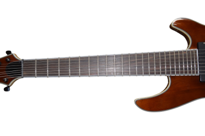 Custom Onyx Regius Transparent Amber Burst 8 String Guitar - Image 6