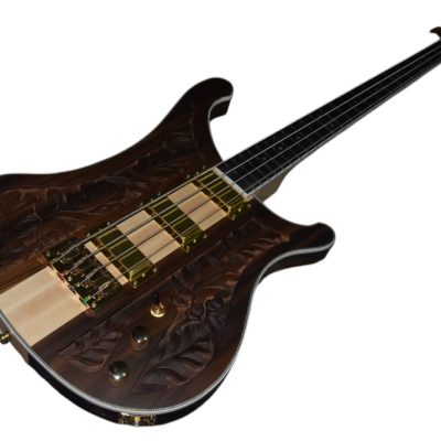Custom Nova Lemmy Kilmister 4004 Walnut Carved With Oak Leaves 4 String Bass Back Strap - Image 8