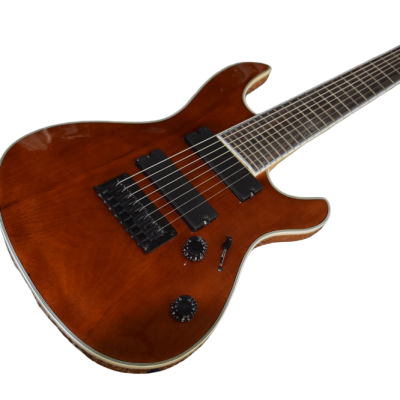 Custom Onyx Regius Transparent Amber Burst 8 String Guitar - Image 7