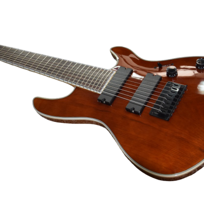 Custom Onyx Regius Transparent Amber Burst 8 String Guitar - Image 8