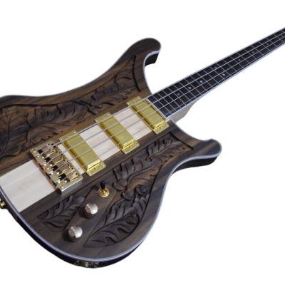 Custom Nova Lemmy Kilmister 4004 Walnut Carved With Oak Leaves 4 String Bass Back Strap - Image 6