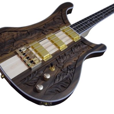 Custom Nova Lemmy Kilmister 4004 Walnut Carved With Oak Leaves 4 String Bass Back Strap - Image 5