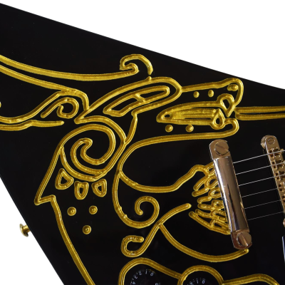 Custom Crown Olavi Explorer Vikings Black Electric Guitar - Image 9