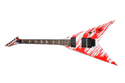 Custom Obsidian Flying V White Red Blood Splatter Gary Holt Mahogany Wood Guitar - Image 3