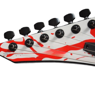 Custom Obsidian Flying V White Red Blood Splatter Gary Holt Mahogany Wood Guitar - Image 4