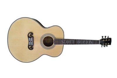 Custom Crown SJ200 Natural Studio Acoustic Personalized Fretboard Guitar Elvis Moustache Bridge - Image 4