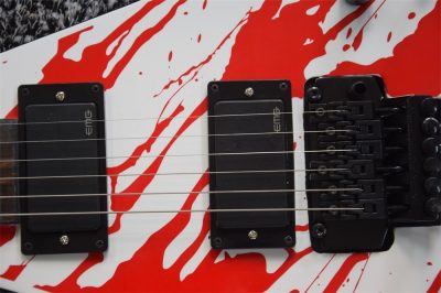 Custom Obsidian Flying V White Red Blood Splatter Gary Holt Mahogany Wood Guitar - Image 2