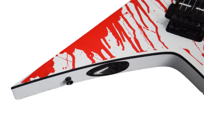 Custom Obsidian Flying V White Red Blood Splatter Gary Holt Mahogany Wood Guitar - Image 7