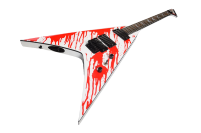 Custom Obsidian Flying V White Red Blood Splatter Gary Holt Mahogany Wood Guitar - Image 9