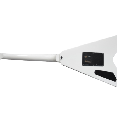 Custom Obsidian Flying V White Red Blood Splatter Gary Holt Mahogany Wood Guitar - Image 11