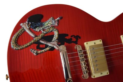 Custom Crown Translucent Red Flame Maple Top Snakepit Slash Guitar - Image 5