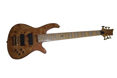 Custom Obsidian D6 Natural Satin Araya Birdseye Body Wood 6 String Bass - Image 10