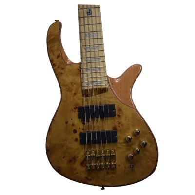 Custom Obsidian D6 Natural Satin Araya Birdseye Body Wood 6 String Bass