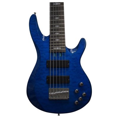Custom Pearl TRB1006J Patitucci Translucent Blue Quilted Maple Top 6 String Bass