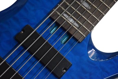 Custom Pearl TRB1006J Patitucci Translucent Blue Quilted Maple Top 6 String Bass - Image 4