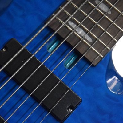 Custom Pearl TRB1006J Patitucci Translucent Blue Quilted Maple Top 6 String Bass - Image 4